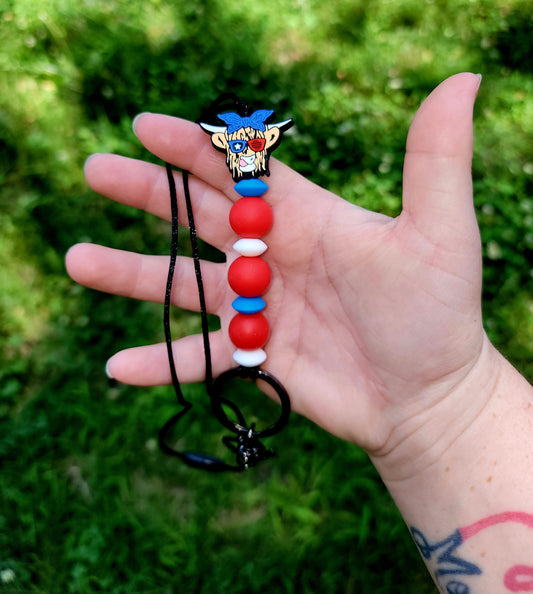 'Merica cow lanyard