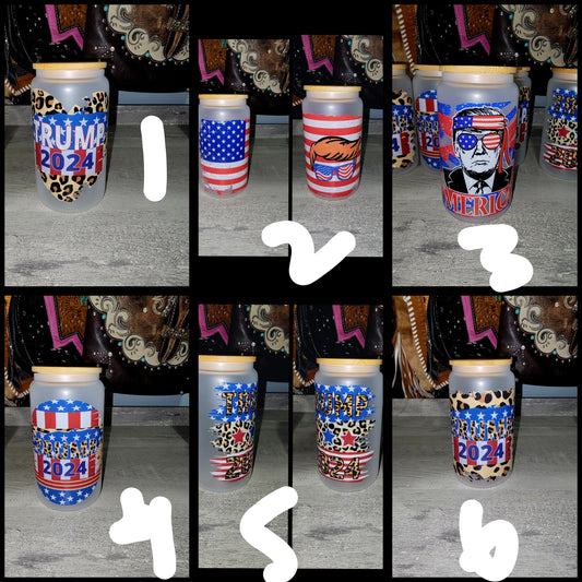 16 oz frosted glass "Trump" cups