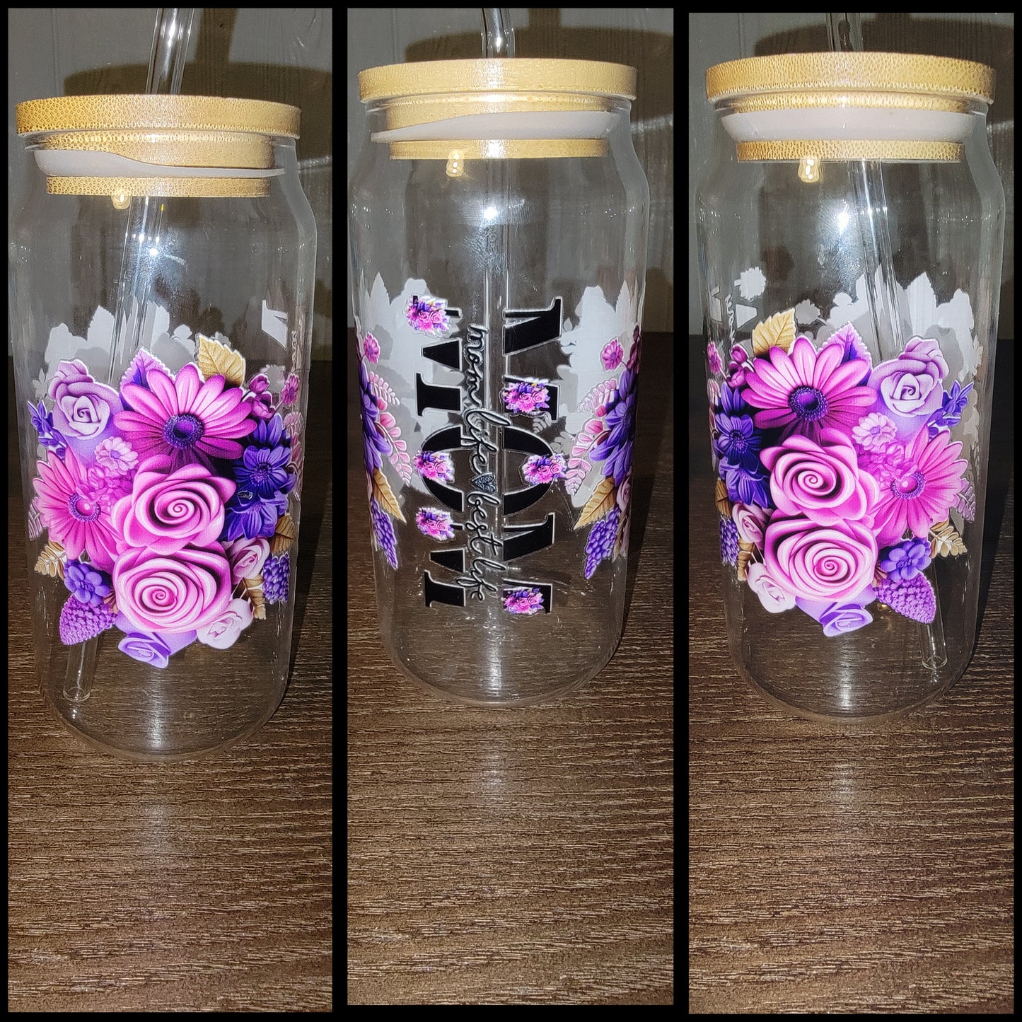 16oz glass cup (click to see seperate pics) ♥️