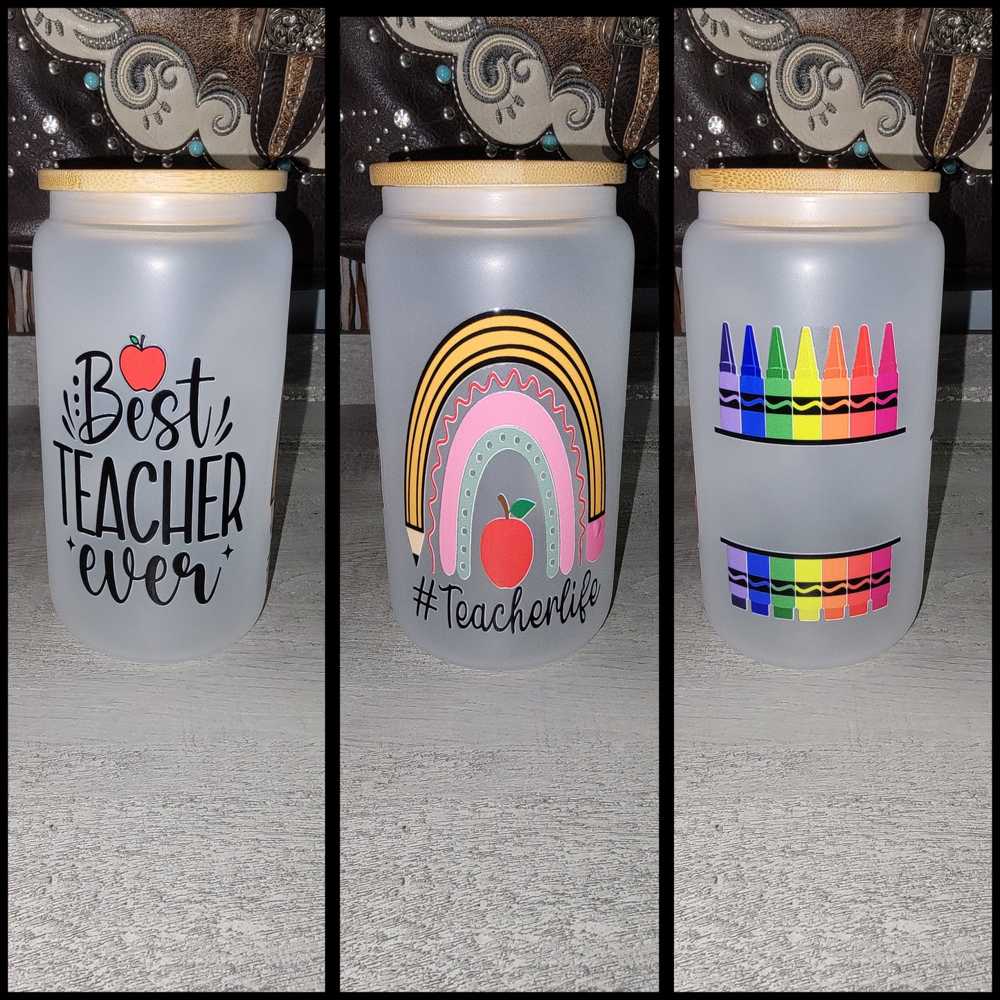 16 oz frosted glass teacher cups