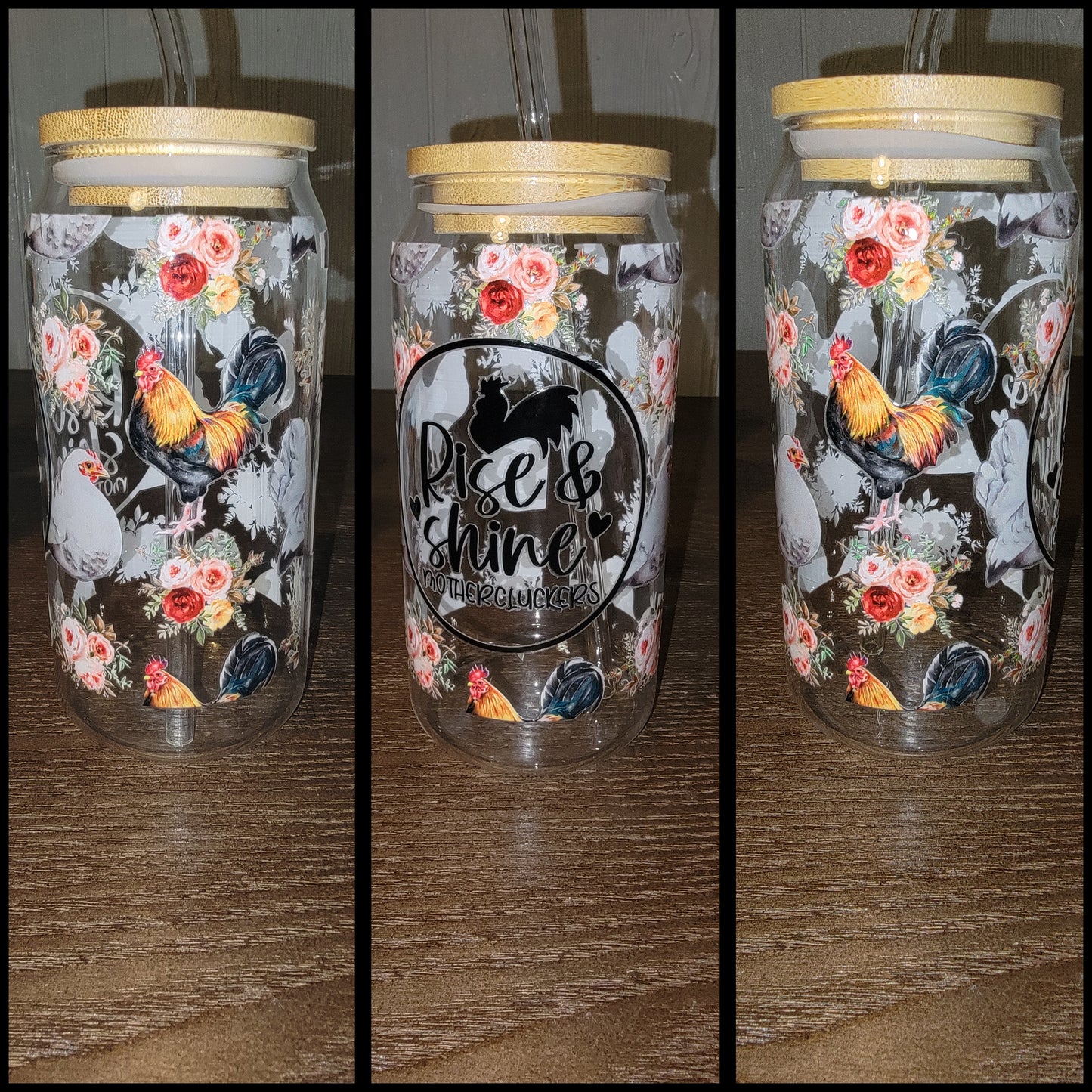 16oz glass cup (click to see seperate pics) ♥️