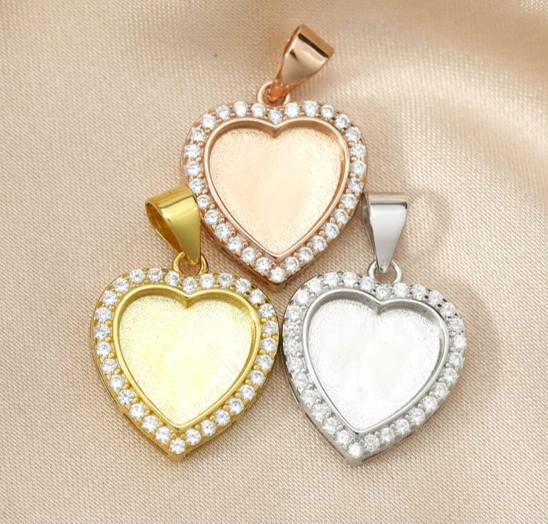 Heart rhinestone necklace pendant for breast milk or regular resin / keepsake