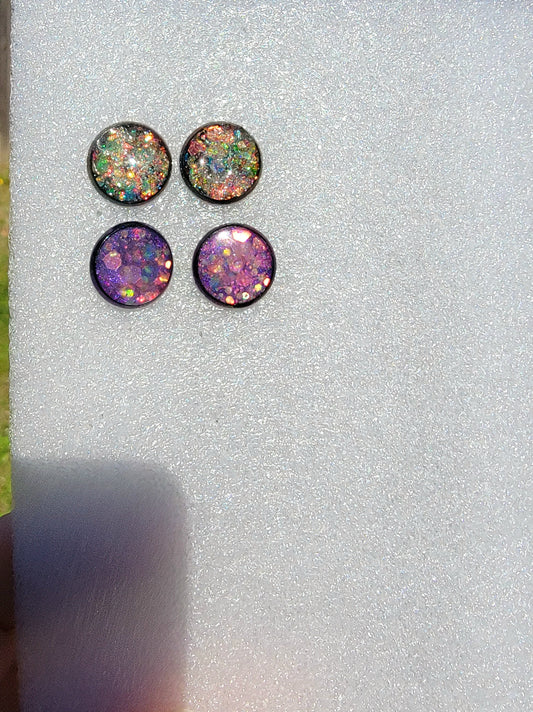 Resin 12mm black earring studs