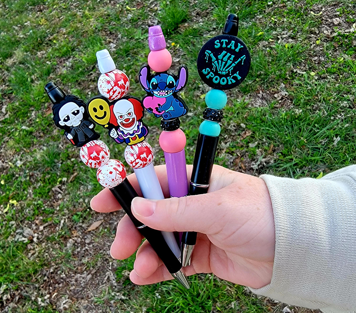 Beaded character pens