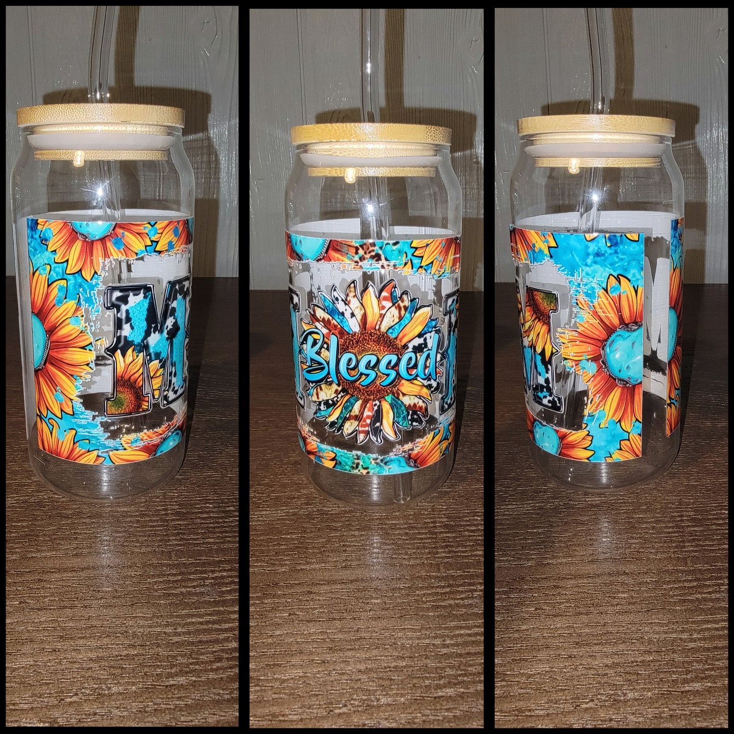 16oz glass cup (click to see seperate pics) ♥️