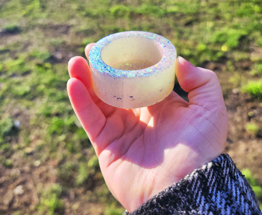 Glitter epoxy resin tea light candle holder