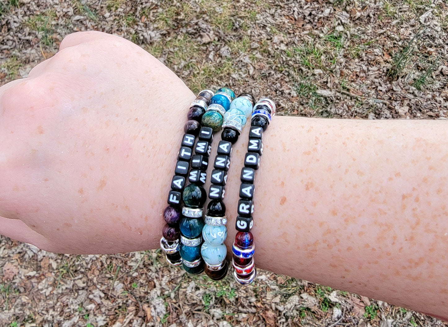 Natural gemstone bracelets and earrings