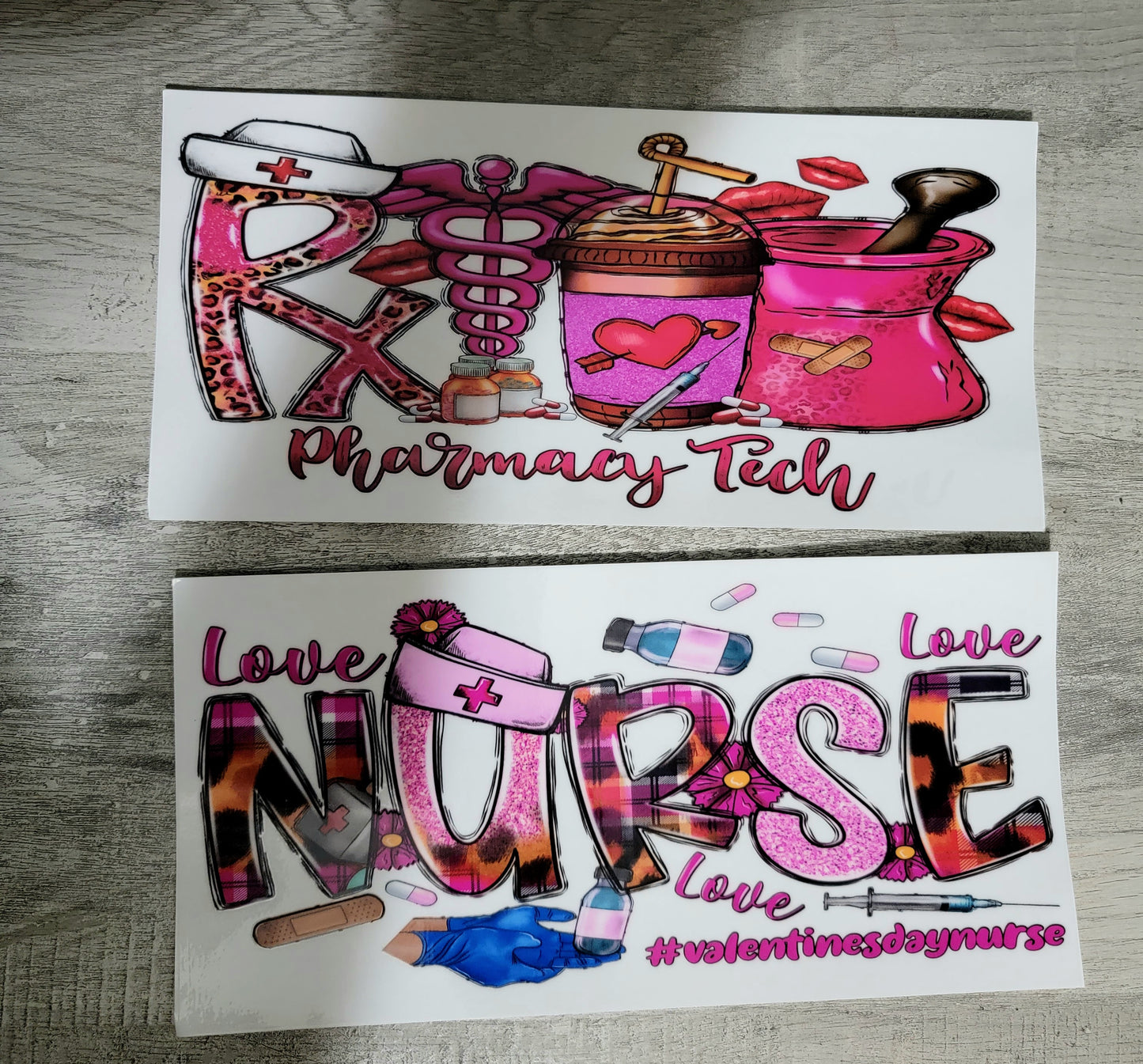 Nurse cup decal UV DTF 16 oz frosted glass cup